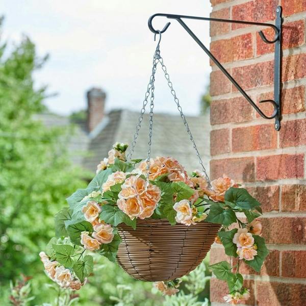 Garden Greatness Regal Begonia Blooms Artificial Hanging Basket