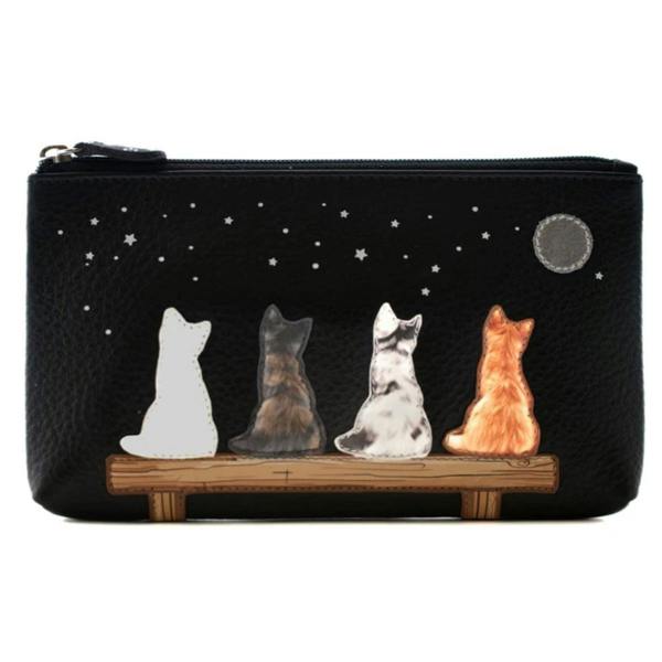Mala Leather Midnight Cats Genuine Leather Zipped Glasses Case