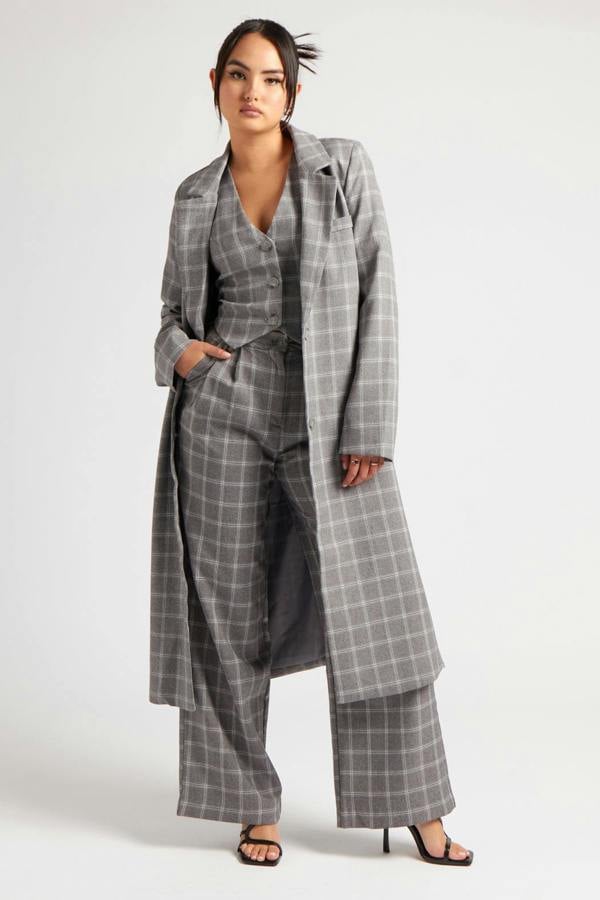 Urban Bliss Check Longline Duster Coat