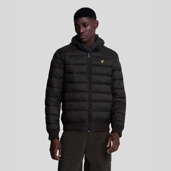 Lyle & Scott Funnel Neck Wadded Jacket - Jet Black