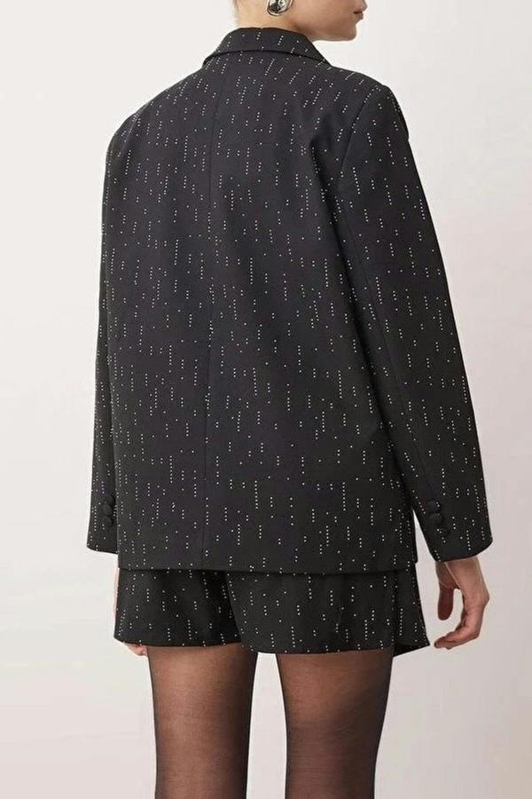 WOVCOR 2-Piece Embellished Shimmering Woven Party Jacket and Short Set