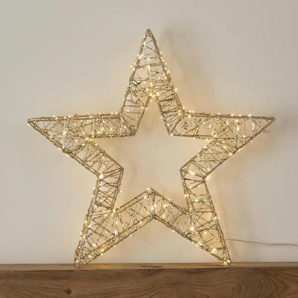 Samuel Alexander 50cm Gold Light Up Christmas Star with 240 Warm White LEDs & Timer