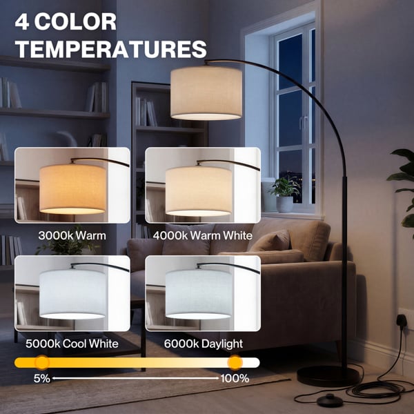 Emitto Floor Lamp Dimmable Standing Reading Light LED Colour Temperatures Black