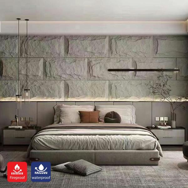 ENER-J Gray Slate Rock Hard PU Wall Panel,  Size:1200 x 600 x 60 mm (Pack of 2)