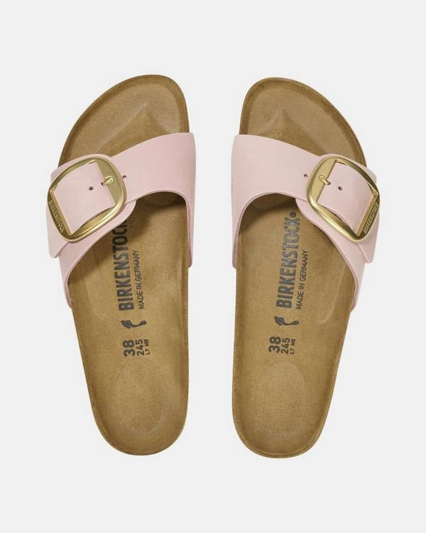 Birkenstock Madrid Big Buckle Womens Nubuck Leather Sandals - Soft Pink | CHO | Designer Womens Sandals