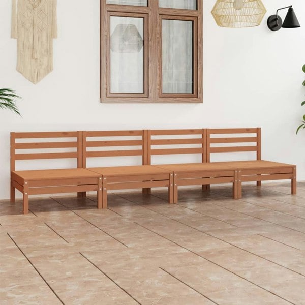 Berkfield 4 Piece Garden Lounge Set Honey Brown Solid Pinewood