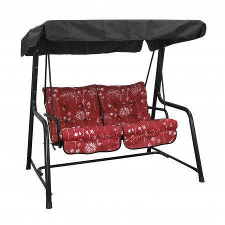 REPLACEMENT CUSHION ONLY Vienna Deluxe 2 Seater Garden Hammock (Pattern options available) 153cm (H) x 140cm (W) X 121cm (D) Rouge (Black Frame) The Garden Furniture Shop