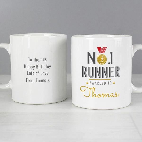 Personalised No.1 Runner Mug - close-up detail