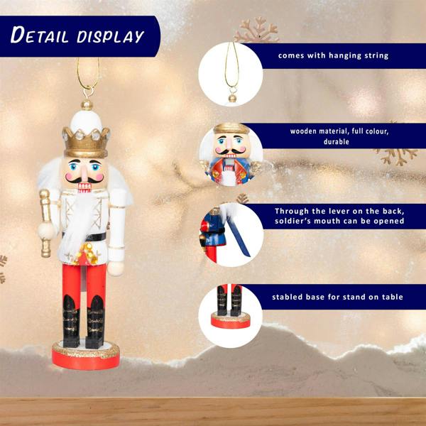 13cm Wooden Nutcracker Christmas Ornament Set of 4 Hand Painted Festive Figures image 5