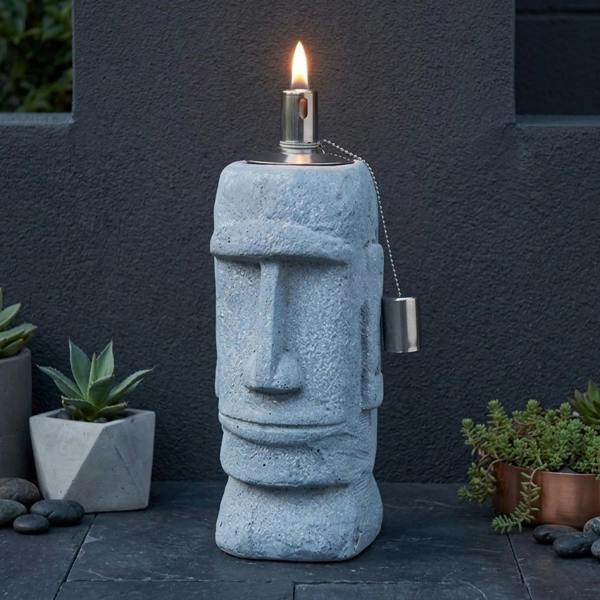 Garden Greatness Easter Islander Oil Burner Flame Garden Statue