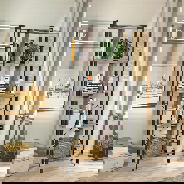 Rafaelo Mobilia 4 Tier Bookcase Display Stand Divider Greige