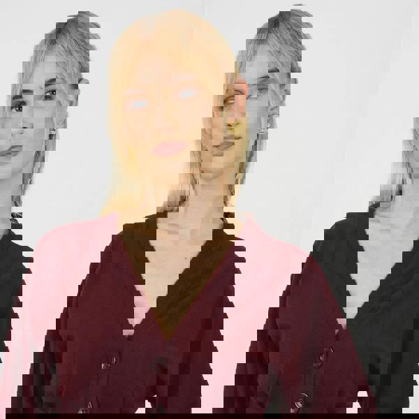 Brave Soul Burgundy Long Sleeve Button Down Top With Pleats - Burgundy Image 4