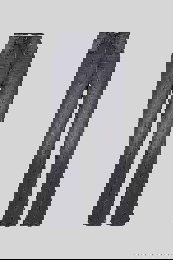 ENORSIA Womens Grey Stretch Flare Jeans