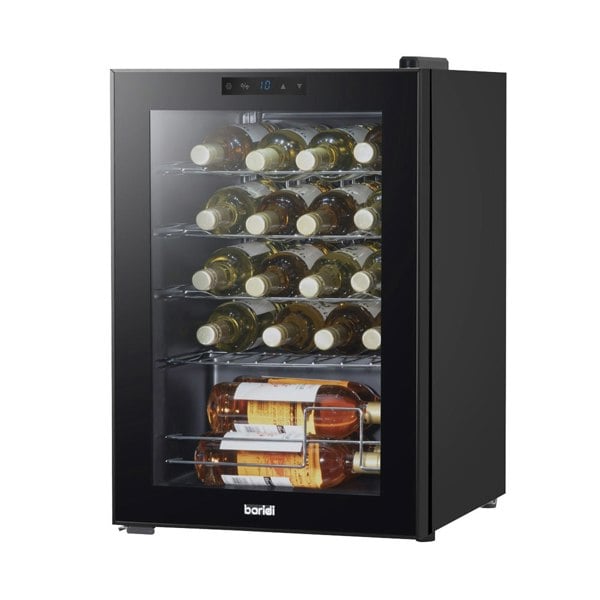 20 Bottle Freestanding Wine Cooler Fridge & Metal Shelves - LED BLACK & GLASS - LoopsDirect