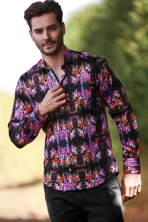 ABSTRACT PAINTED WALL PRINT SHIRT - Claudio Lugli Shirts