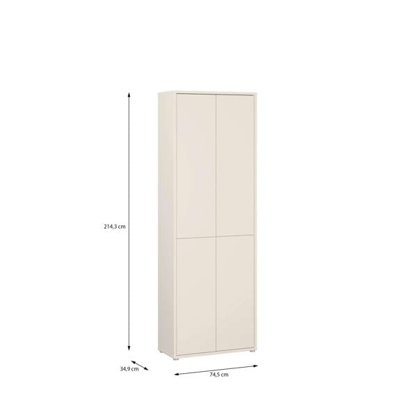Furniture To Go Alice Springs 4 Door Tall Storage Cabinet with Push-to-Open Doors in Sand