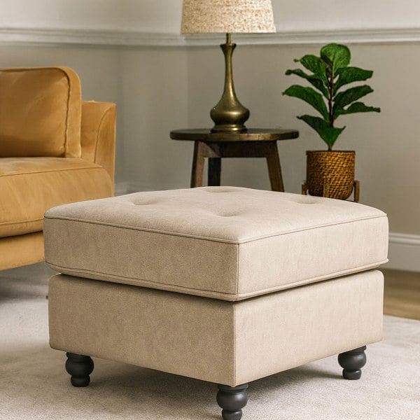 Furnishings For Less Oakland Marble Leather Footstool