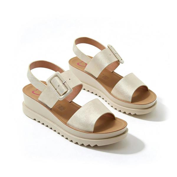 Heavenly Feet PISTACHIO Ankle Strap Sandals   in  Gold