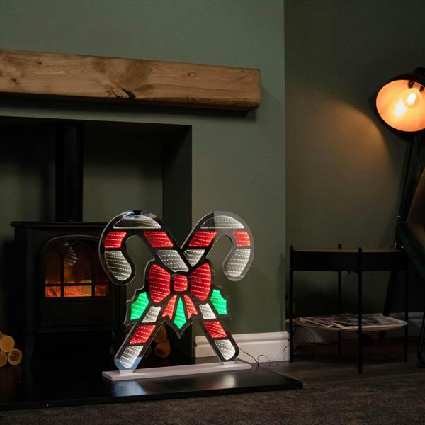 Samuel Alexander 60cm Infinity Light up Candy Canes Display Christmas Decoration with Multi-Coloured LEDs on Base