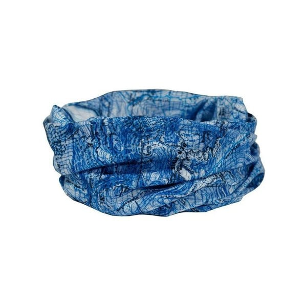 Ben Nevis - The National Three Peaks Multifunctional Scarf RUFFNEK® Blue. Ben Nevis & National Three Peaks Snood – a lightweight, versatile scarf with a map design, perfect for men and women on UK outdoor adventures. 