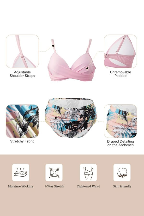 Modishion High-waisted Two-Piece Swimsuit Set