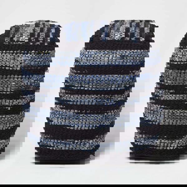 HOMESCAPES Texas Denim Woven Striped Bean Filled Pouffe