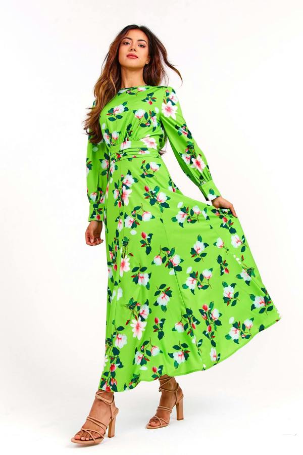 LuvForever Green Floral Long Summer Dress