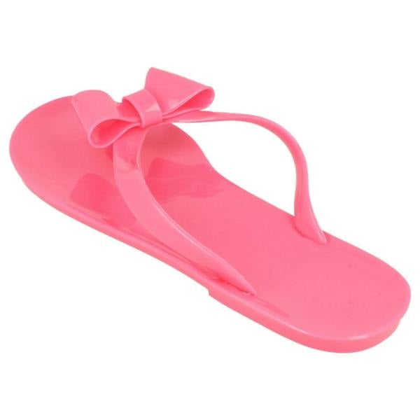 Spot On Ladies Spot On Flat Bow Trim Toepost Jelly Sandal