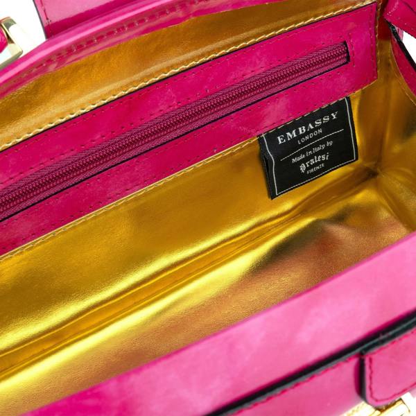 Embassy London Gazelle - Pink - Top handle bag with key lock in pink smooth genuine leather