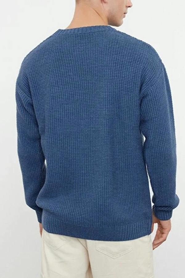 WOVCOR Crew Neck Embroidered Knit Men's Sweater