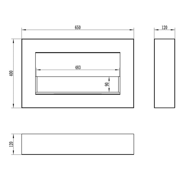 BIOFireplacesGMT Bioethanol Fireplace Wall Mounted 650x400 White Matt with Glass Ventless