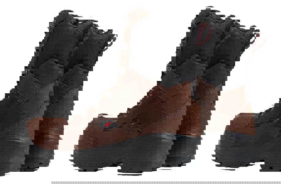 Red Wing Shoes Red Wing VersaPro 3030 Mens S7L Tall 8" Waterproof Safety Ankle Boots, Brown waterproof safety boots with black padded ankle support and rugged sole.