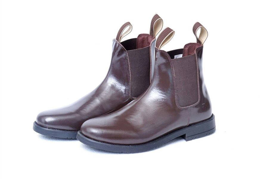 eQuitack Adults Leather Chelsea Horse Riding Jodhpur Boots With Elasticated Side Panels & Pull Tabs Brown