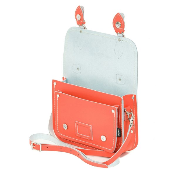 Zatchels Leather Midi Satchel - Coral