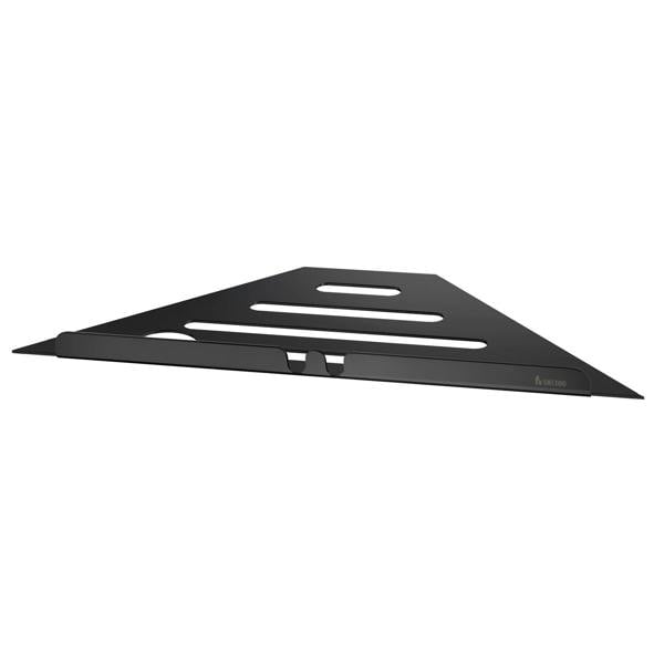 Matt black stainless steel grout line shelf