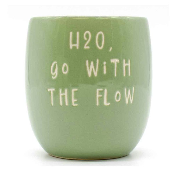 Upper Street Set of 3 Green Slogan Ceramic Planters with Tray