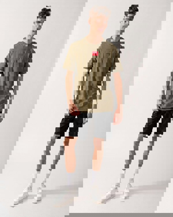 HUGO Diragolino212 Label Logo Mens T-Shirt - Open Green 389 - CHO - Designer Mens Logo T-Shirts