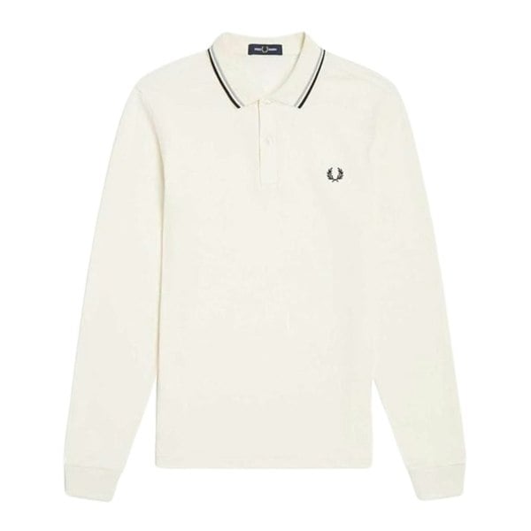 FRED PERRY M3636 T53 ECRU/BLACK/LIMESTONE LS TWIN TIPPED POLO SHIORT XXL