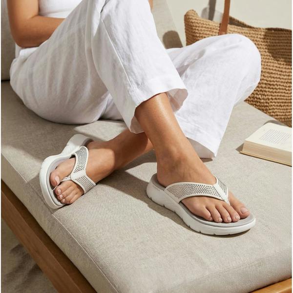 Skechers GO WALK FLEX Toe-Post Sandals in White