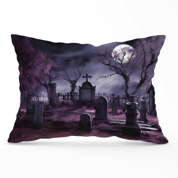 Warren Reed Witchs Moonlit Cemetery Design Cushions