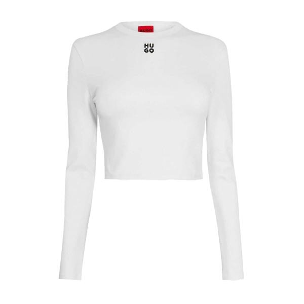 Hugo Womens/Ladies Dafilomena Slim Crop Top - White - 