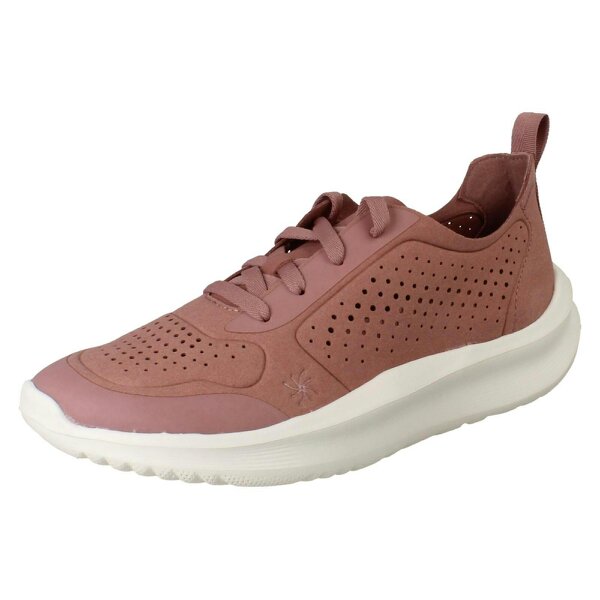 Clarks Ladies Clarks Cloudsteppers Platform Trainers - Solevana Tie - Rose