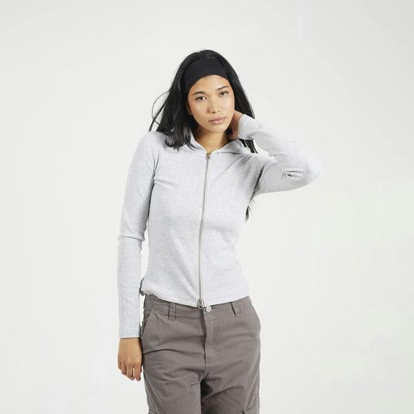 Brave Soul Grey Long Sleeve Zip Through Hoodie Top - Grey Image 1