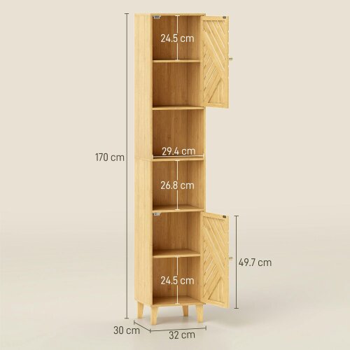 Wyld Haus Hami Bathroom Storage Cabinet With Bamboo Door And Multi Storage Layout Natural Finish