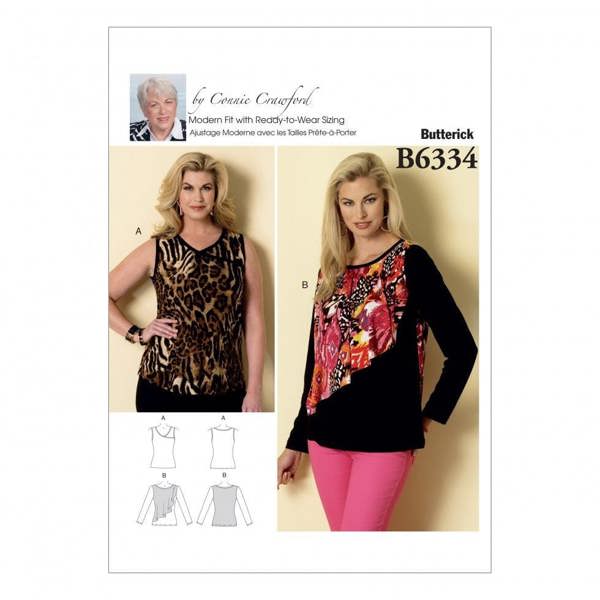 Butterick Sewing Pattern 6334, Tops for Women, WOMAN (XXL-1X-2X-3X-4X-5X-6X) - Easy