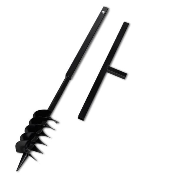 Berkfield Ground Drill with Handle Auger Bit 120 mm Double Spirals Steel Black