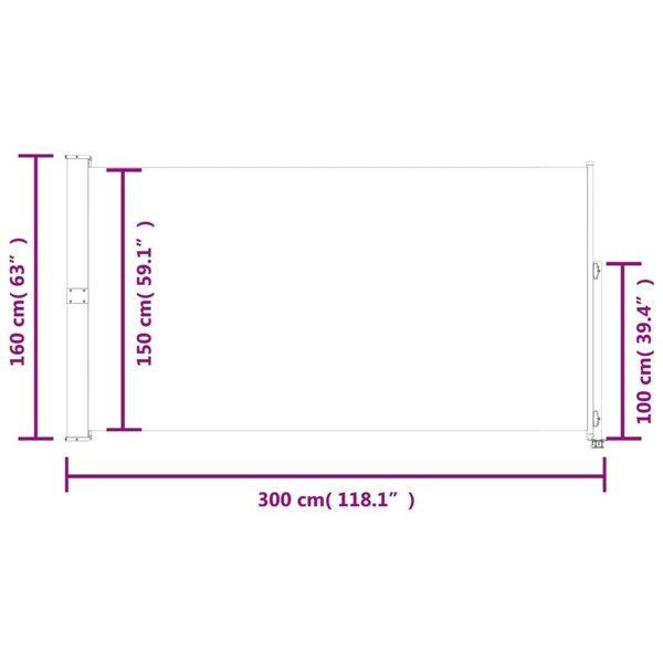 Berkfield Patio Retractable Side Awning 160x300 cm Red