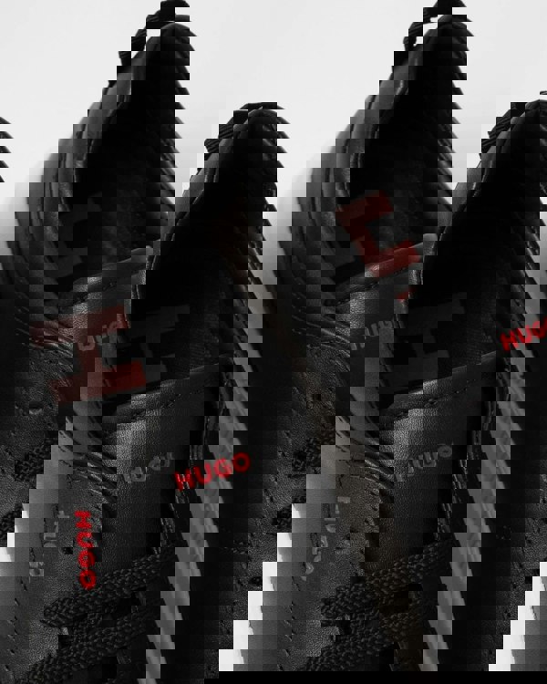 HUGO Blake Tenn Mens Leather Trainers with Branded Quarter - Black 001