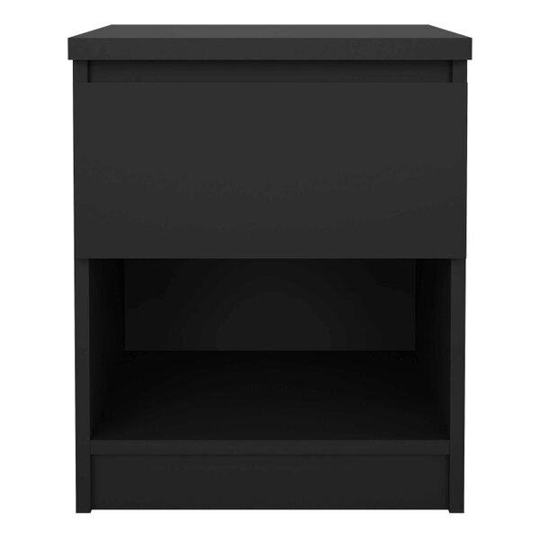 Wyld Haus Budapest Matt Black Wood Bedside Table 1 Drawer 1 Shelf