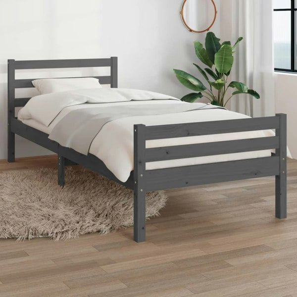 Berkfield Bed Frame Grey Solid Wood 100x200 cm